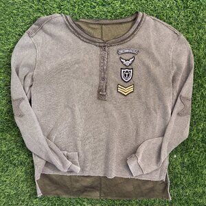 NWOT Waffle Knit Army Green Shirt